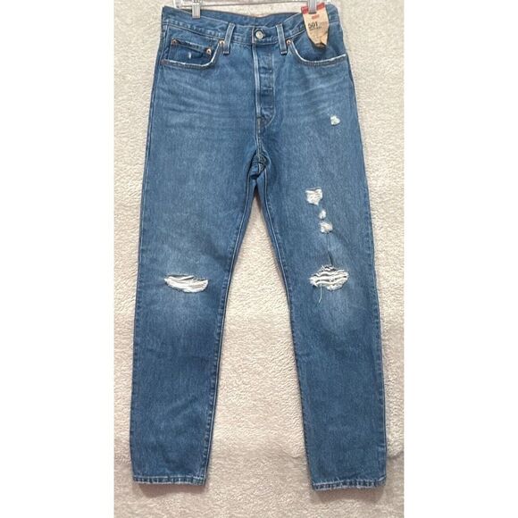 LEVI'S NWT Women 501 Big E Distressed Jeans size 30‎ X 32 - Picture 1 of 10